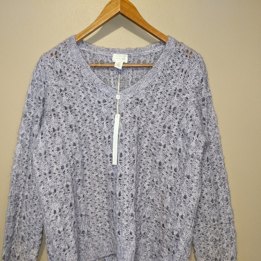NWT Caslon Nordstrom Wide Knit V-Neck Sweater - Picture 3 of 10